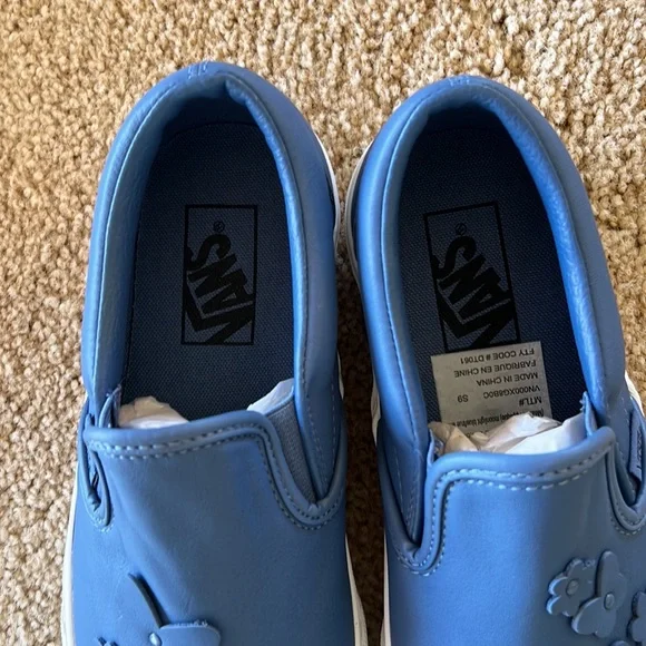VANS classic slip on (MEADOW APPLIQUE) MOONLIGHT BLUE/TRUE WHITE NWT sz 7 - Picture 5 of 6